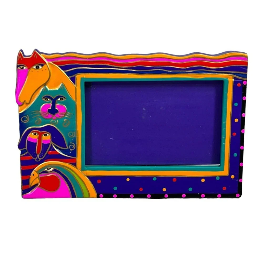 Laurel Burch Animal Friends Picture Frame Inspirational 1999 Vintage
